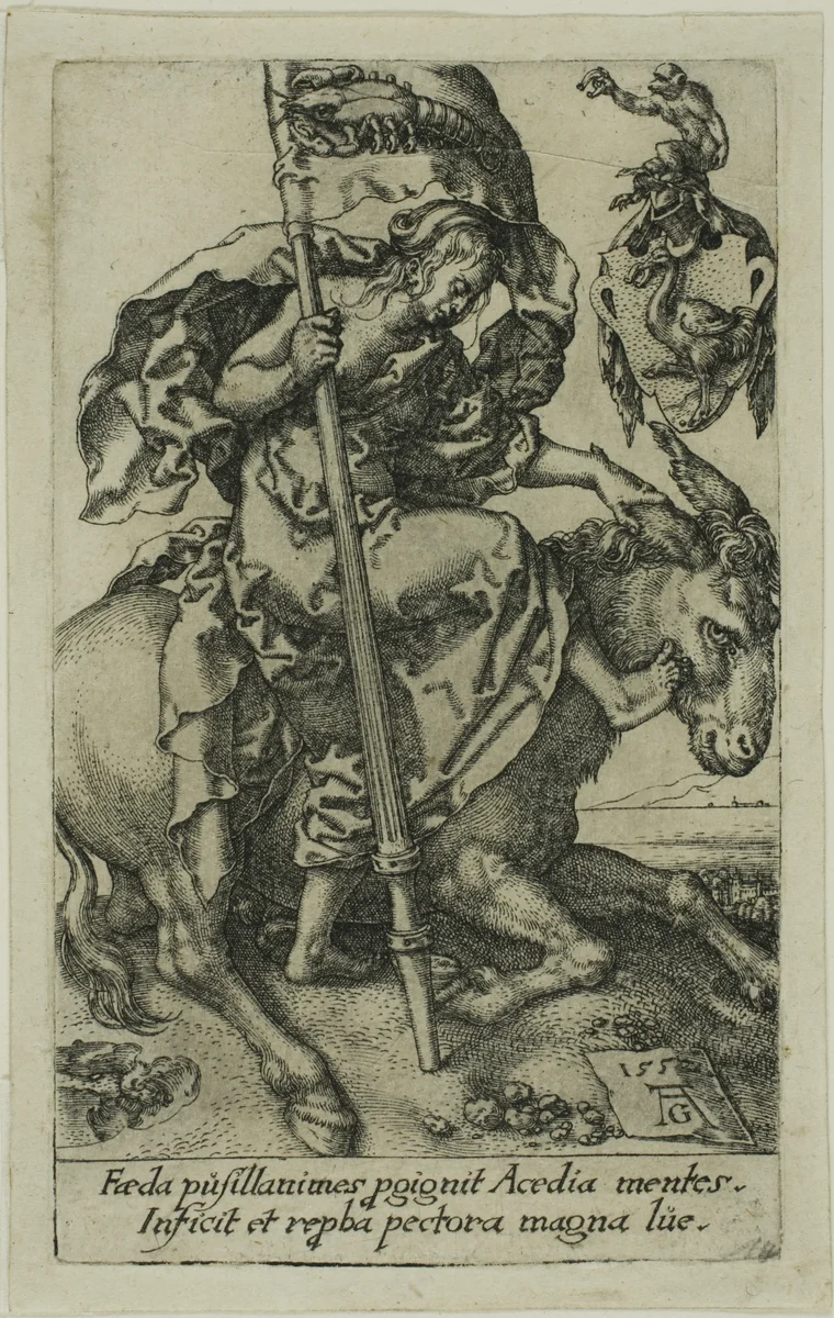 Idleness, from the Vices by Heinrich Aldegrever, print, 1552