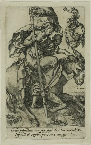 Idleness, from the Vices by Heinrich Aldegrever, print, 1552