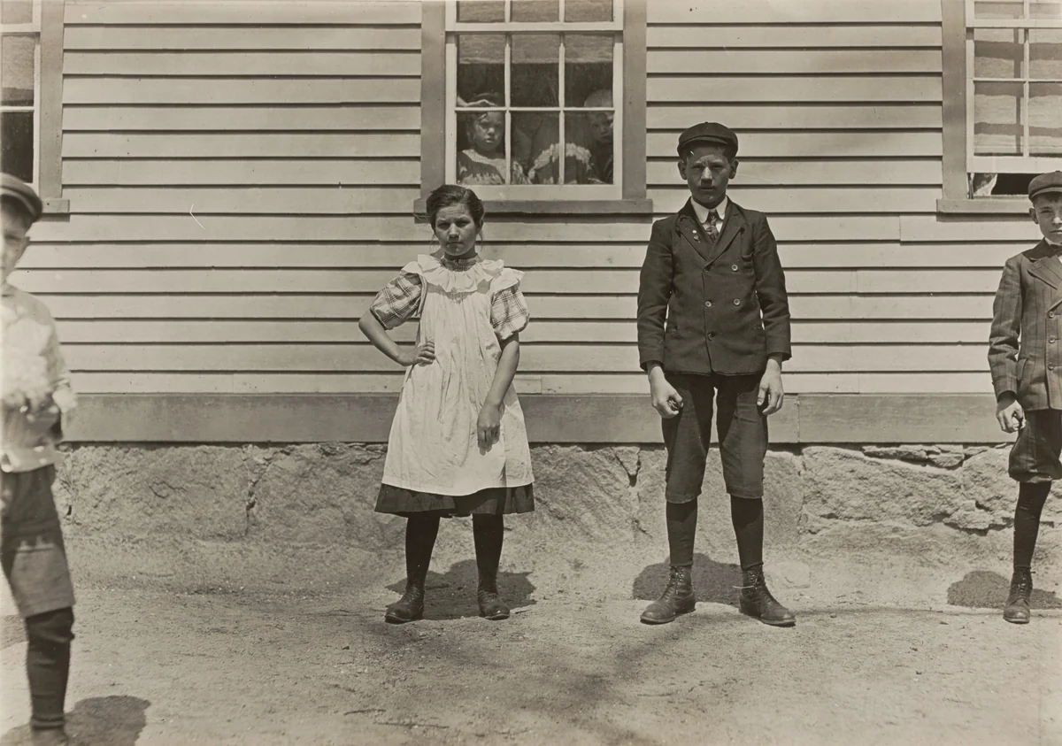 Edward St. Germain and his sister Delia, mill workers, Phoenix, Rhode Island, April 1909 by Lewis Wickes Hine, photograph, 1909