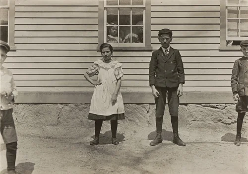 Edward St. Germain and his sister Delia, mill workers, Phoenix, Rhode Island, April 1909 by Lewis Wickes Hine, photograph, 1909