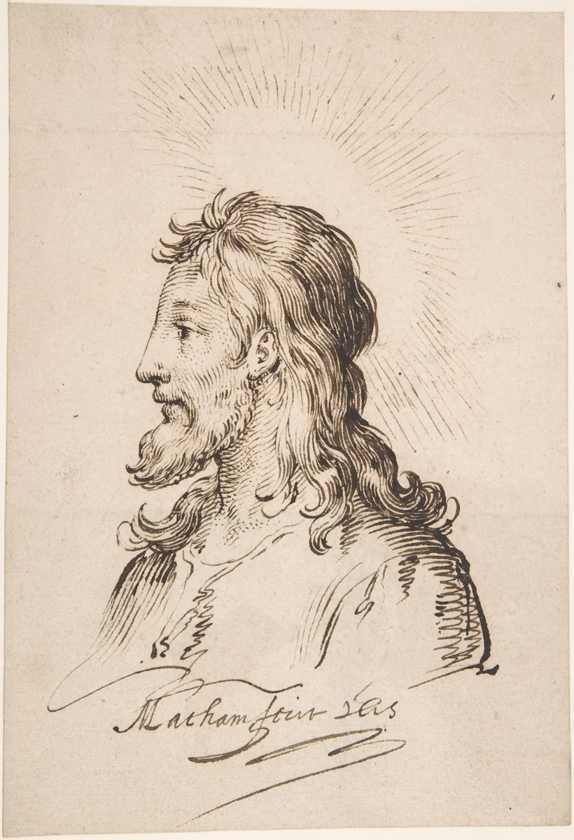 Head of Christ by Jacob Matham, drawing, 1585-1631