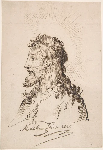 Head of Christ by Jacob Matham, drawing, 1585-1631