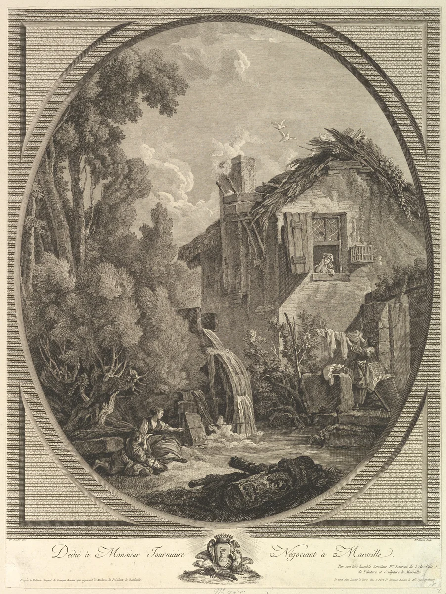 Paysage au Moulin (Windmill Landscape) by Pierre François Laurent, print, 1754-1770