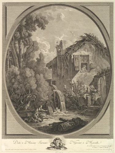Paysage au Moulin (Windmill Landscape) by Pierre François Laurent, print, 1754-1770