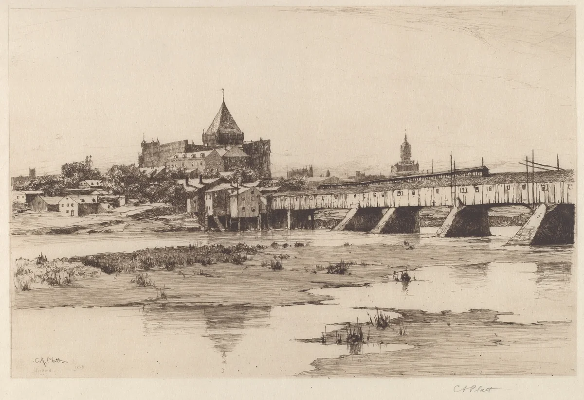 Hartford Bridge by Charles A. Platt, print, 1885