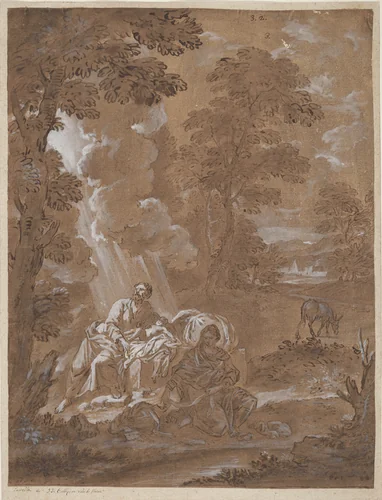 The Rest on the Flight into Egypt by Carlo Antonio Tavella, drawing, 1715-1725