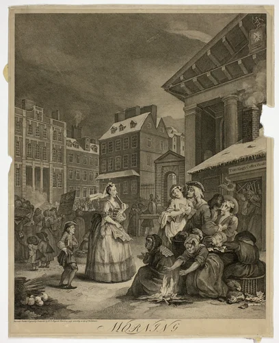 Morning, Plate One from The Four Times of Day by William Hogarth, print, 1738