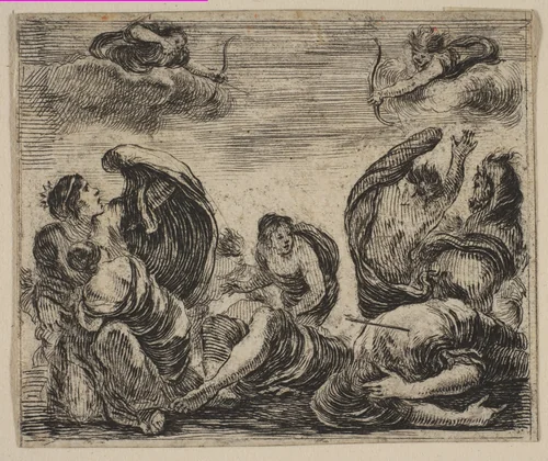 Niobe, from 'Game of Mythology' (Jeu de la Mythologie) by Stefano della Bella, print, 1644