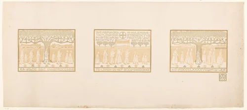 Processie in Laren by Pieter Hendrik van Moerkerken, print, 1887-1911