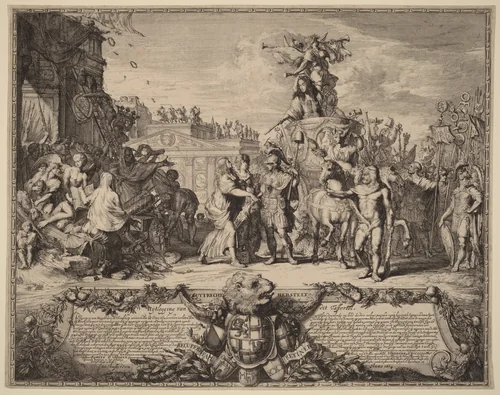 Uytrecht Herstelt (The Recapture of Utrecht, 1673) by Romeyn de Hooghe, print, 1674