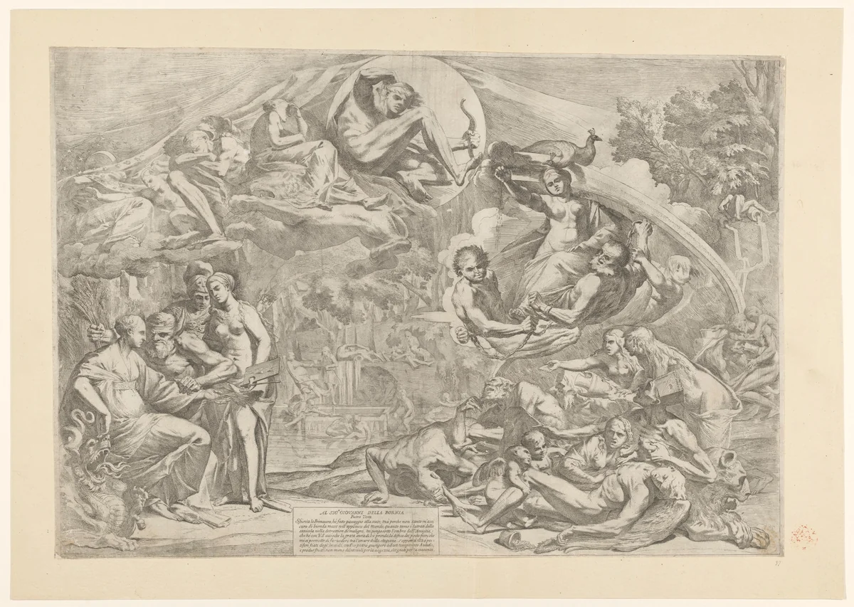 Allegorie van de Zomer by Pietro Testa, print, 1621-1650
