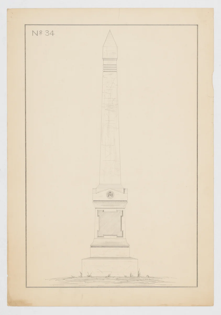 Obelisk Grave Monument, No. 34 by Alexander Maxwell, drawing, 1840-1880