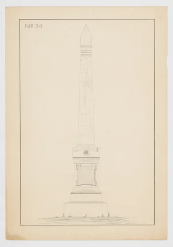 Obelisk Grave Monument, No. 34 by Alexander Maxwell, drawing, 1840-1880