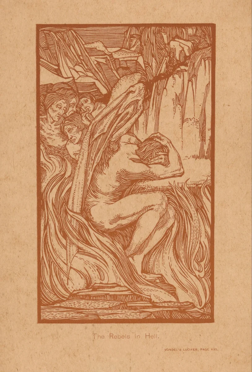 Rebellen in de hel by Johannes Josephus Aarts, print, 1898