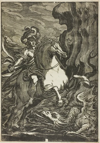 Saint George and the Dragon by Guiseppe Scolari, print, 1550-1600