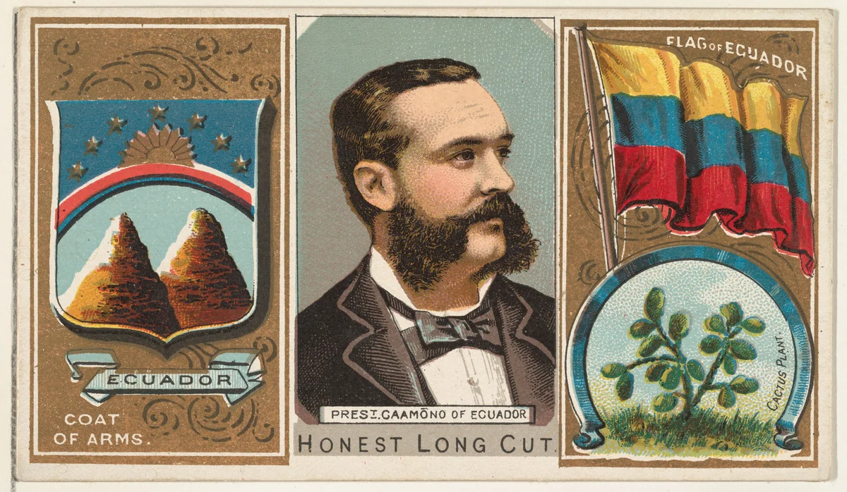 President Caamono of Ecuador, from the Rulers, Flags, and Coats of Arms series (N126-1) issued by W. Duke, Sons & Co. by W. Duke, Sons & Co., print, 1888