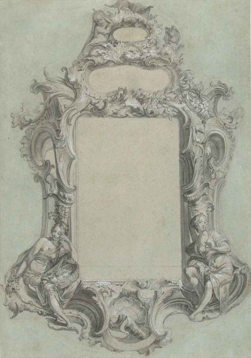 Ontwerp voor een (spiegel-?) lijst by Johann Esaias Nilson, drawing, 1731-1788
