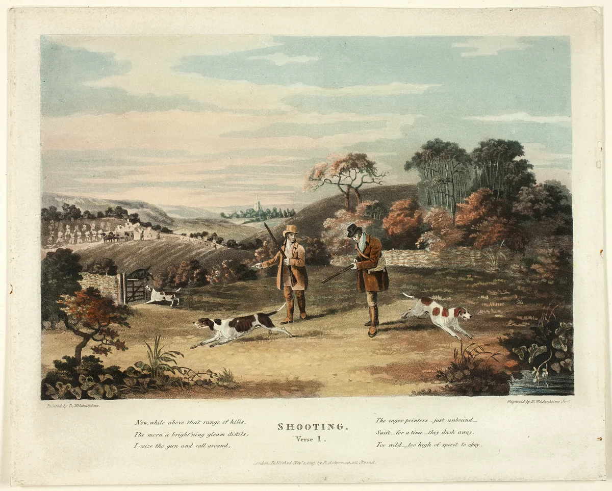 Shooting: Verse 1 by Thomas Sutherland
Dean Wolstenholme
Rudolph Ackermann, print, 1819