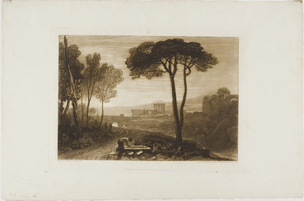Scene in the Campagna, plate 38 from Liber Studiorum by Joseph Mallord William Turner, print, 1812