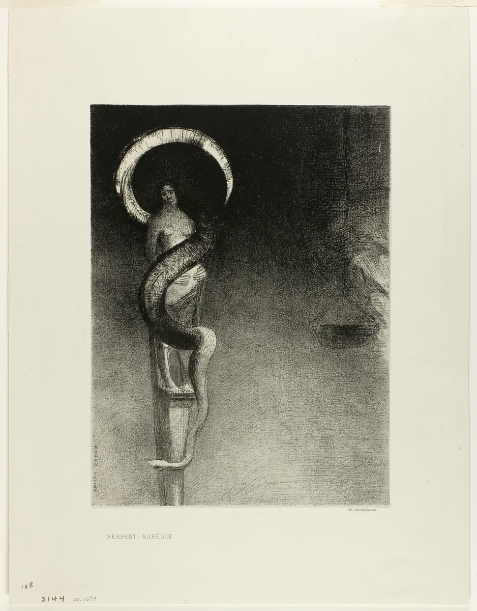 Serpent Halo by Odilon Redon, print, 1890