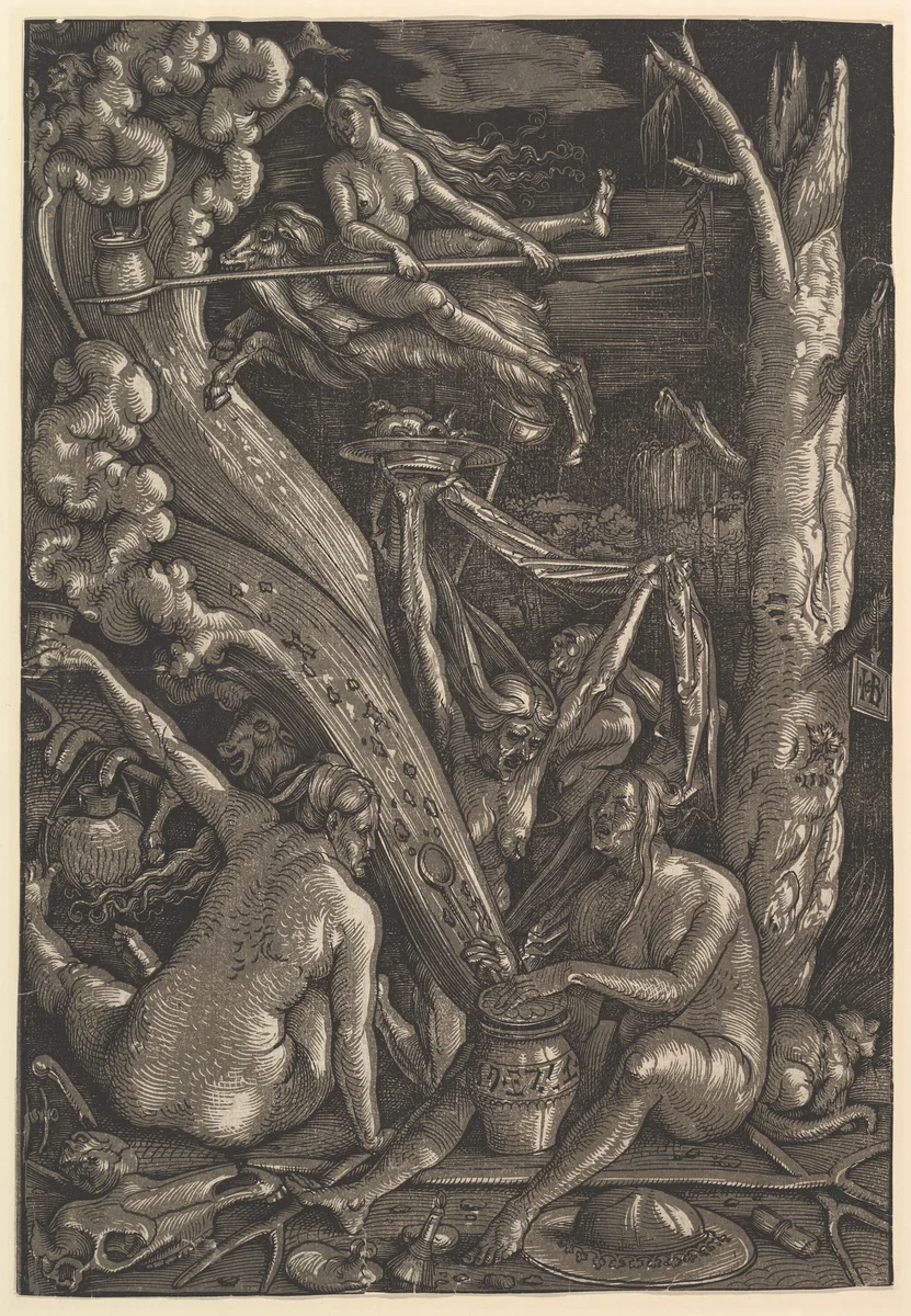 The Witches by Hans Baldung, print, 1510