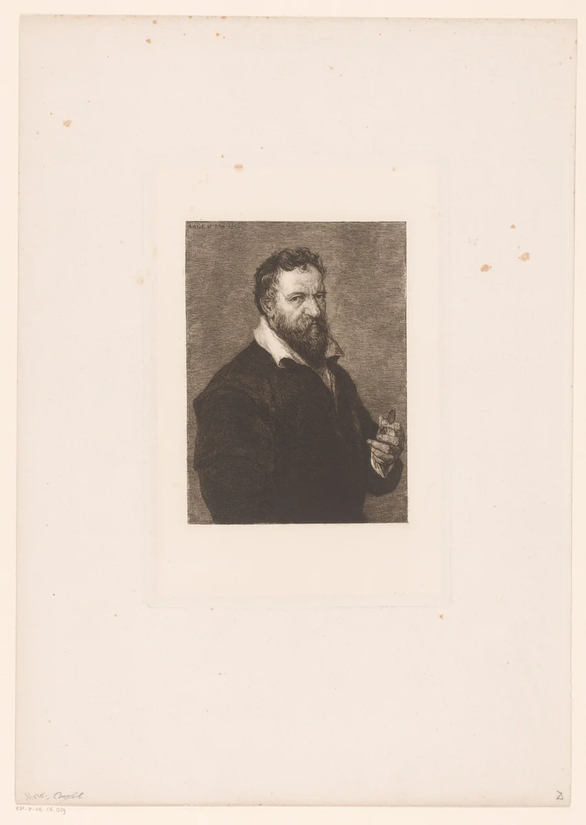 Portret van Lambert Lombard by William Unger, print, 1847-1889