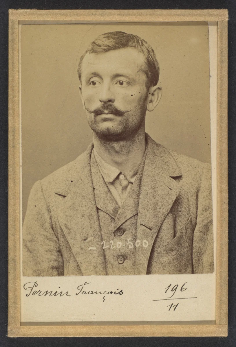 Pernin. François. 34 ans, né le 11/1/60 au Creuzot (Saône-et-Loire). Forgeron. Anarchiste. 2/7/94. by Alphonse Bertillon, photograph, 1894