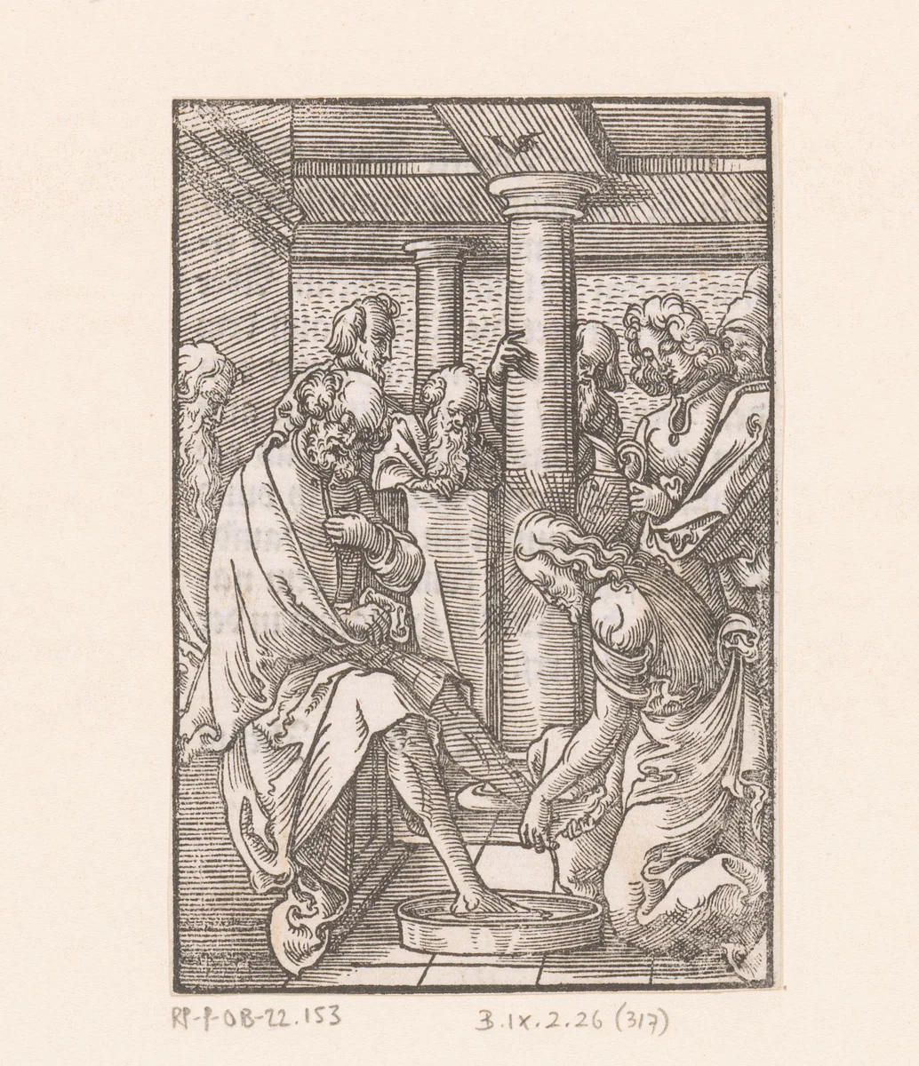 Voetwassing by Unknown, print, 1552