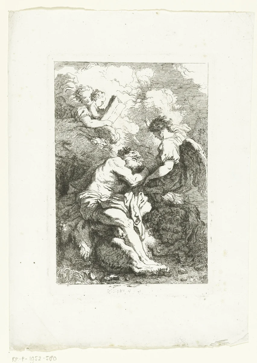 Heilige Hieronymus by Jean Honoré Fragonard, print, 1763-1764