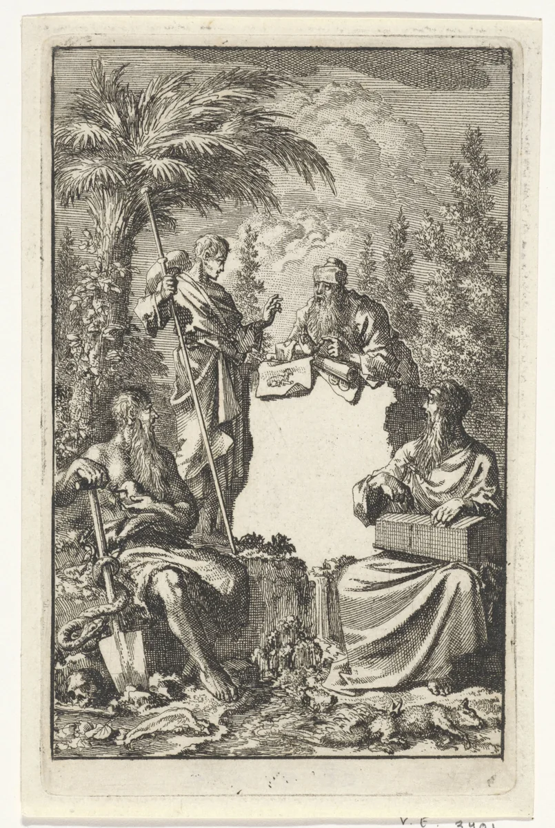 Titelpagina voor: Jean Philipsz. Schabaalje's,'De vermeerderde lust-hof des gemoeds', 1706 by Jan Luyken, print, 1706