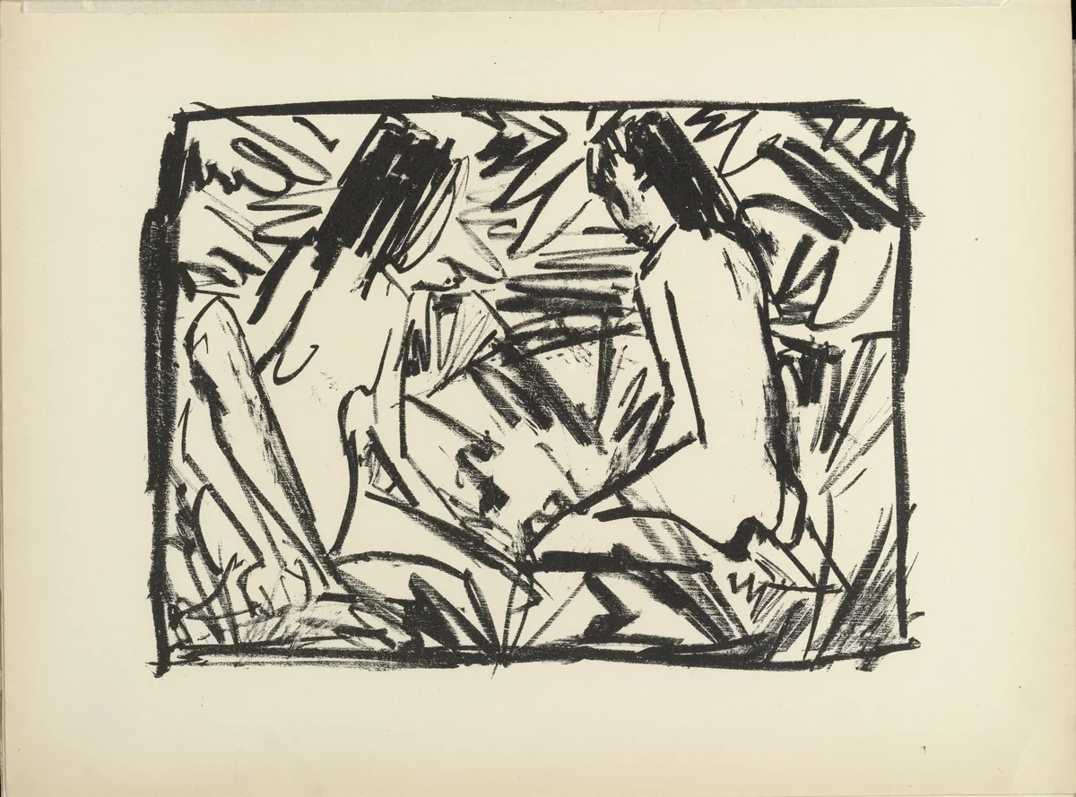 Bathers (Badende) (plate 20) from the illustrated book Deutsche Graphiker der Gegenwart (German Printmakers of Our Time) by Otto Mueller, illustrated book, 1920