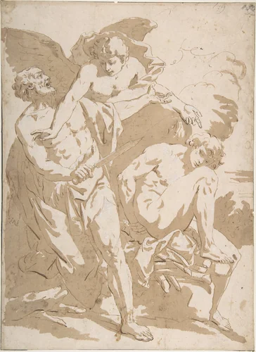 The Sacrifice of Isaac by Johan Carl Loth, drawing, 1600-1699
