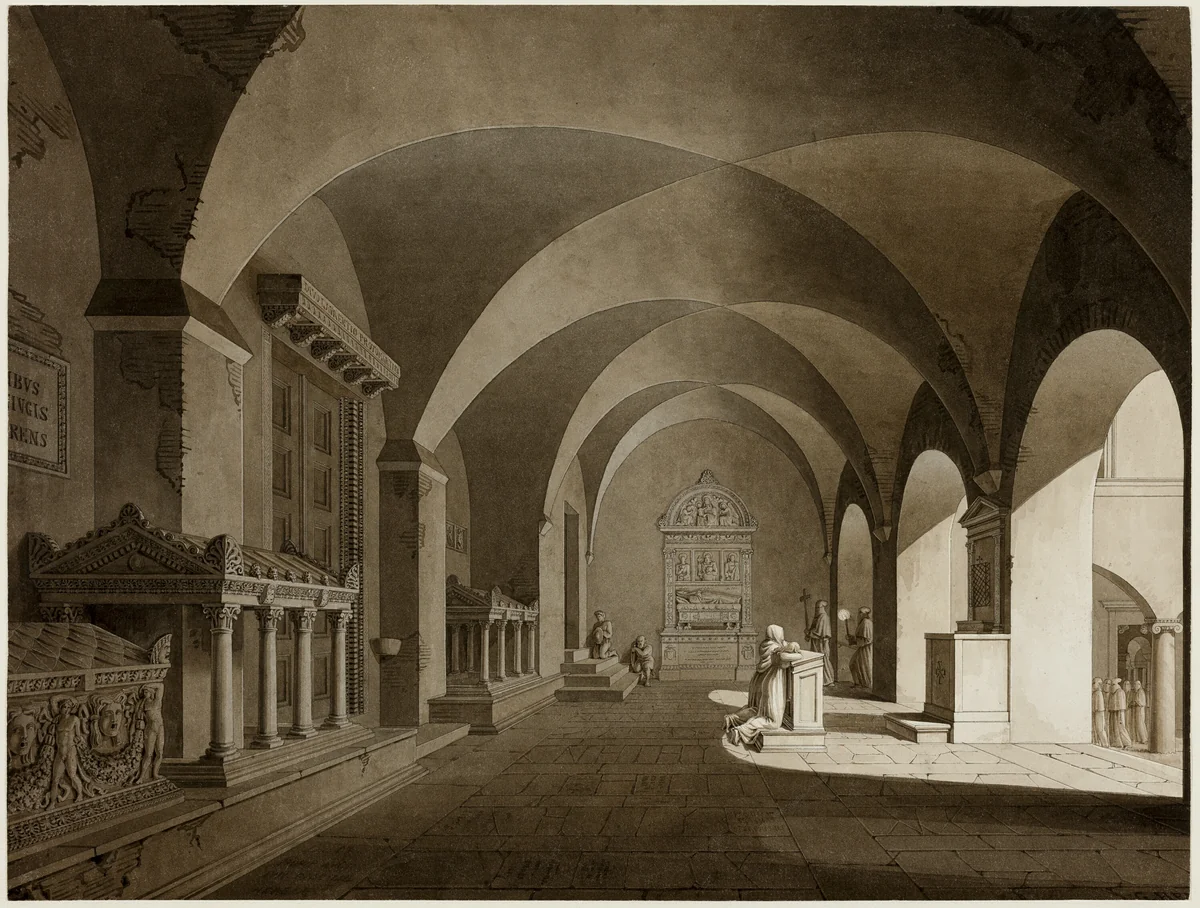 A View in San Lorenzo Fuori le Mura, Rome by Gustav Friedrich Hetsch, drawing, 1815-1825