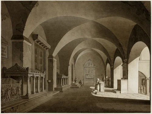 A View in San Lorenzo Fuori le Mura, Rome by Gustav Friedrich Hetsch, drawing, 1815-1825