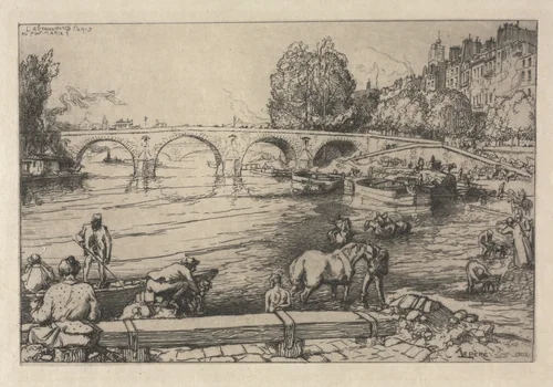 The Watering Place at Marie Bridge by Auguste Louis Lepère, print, 1902