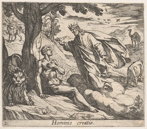Plate 2: The Creation of Man (Hominis creatio), from Ovid's 'Metamorphoses' by Antonio Tempesta, print, 1606