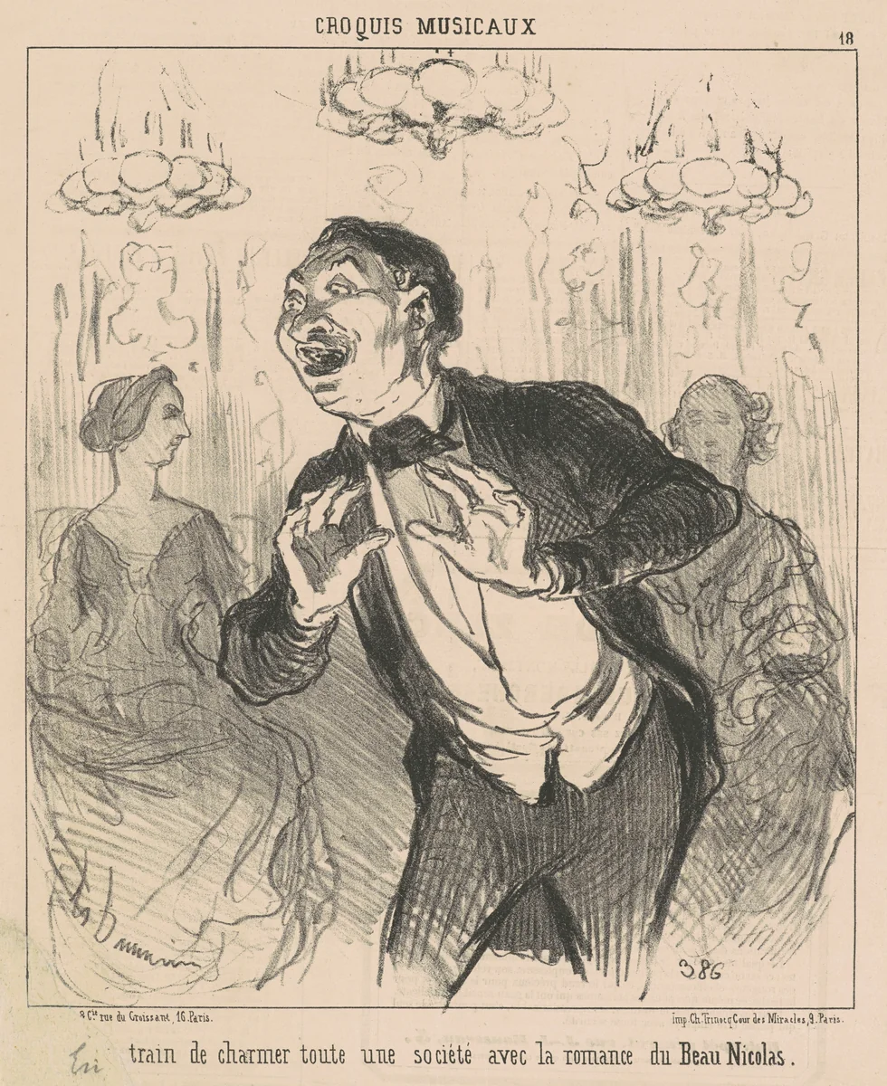 En train de charmer toute une société ... by Honoré Daumier, print, 1852