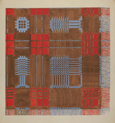 Woven Coverlet by Dorothy Posten, index of american design, 1936