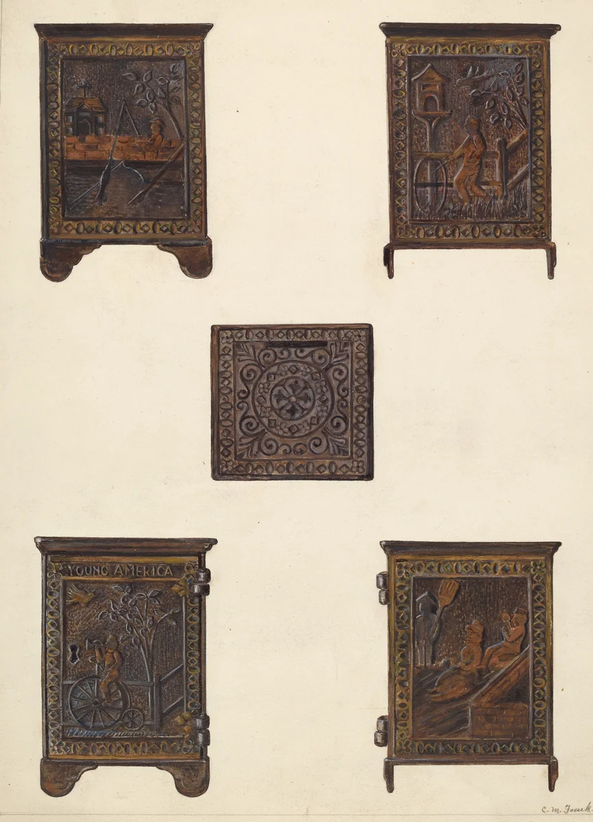 Young America Bank by Clementine Fossek, index of american design, 1937