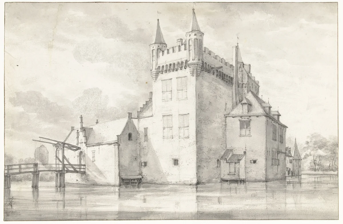 View of Slot Kenenburg, Seen from the North-west by Roelant Roghman, drawing, 1646-1647