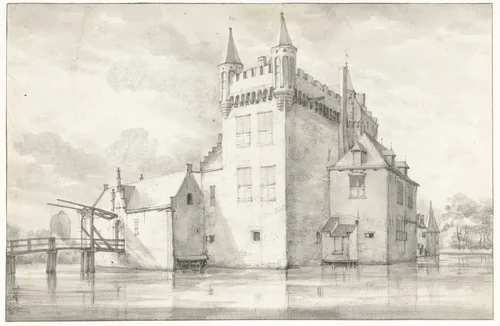 View of Slot Kenenburg, Seen from the North-west by Roelant Roghman, drawing, 1646-1647