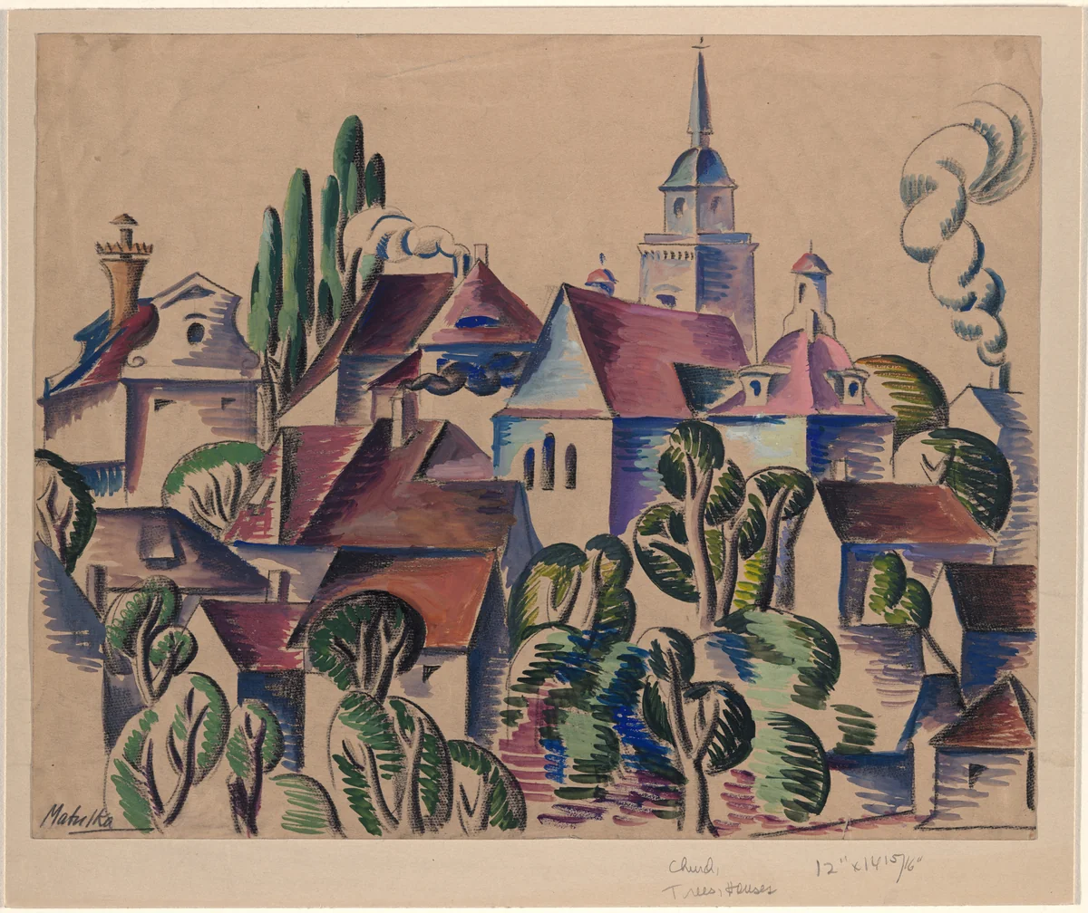Prague by Jan Matulka, drawing, 1921