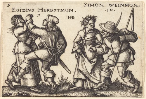 September and October by Sebald Beham, print, 1546-1547