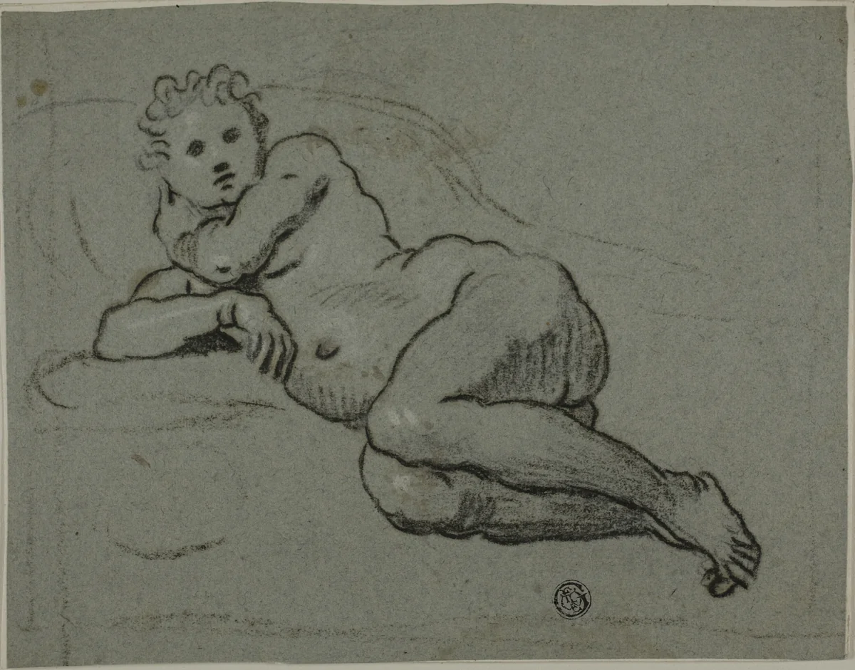 Reclining Nude by Domenico Robusti, drawing, 1500-1599
