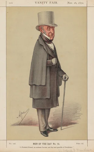 Vanity Fair: Men of the Day No. 14 "A Faithful Friend, an eminent Savant, and the best possible of Presidents" by Carlo, print, 1870