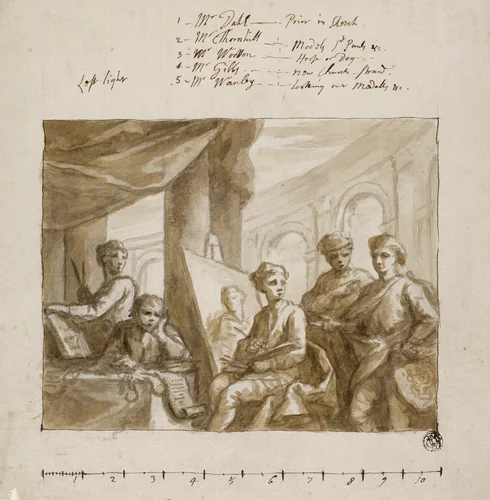 Company of Painters by James Thornhill or William Hogarth, drawing, 1709-1734