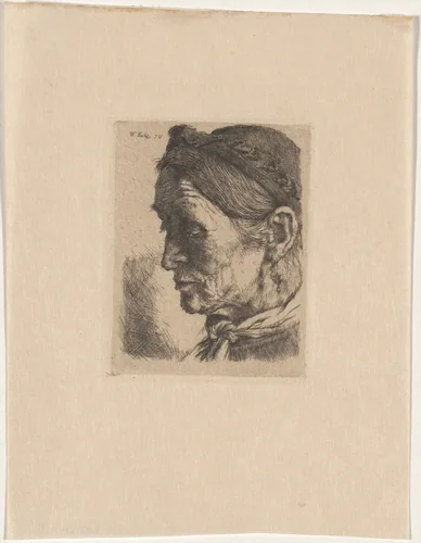 Peasant Woman with Closed Eyes by Wilhelm Leibl, print, 1874