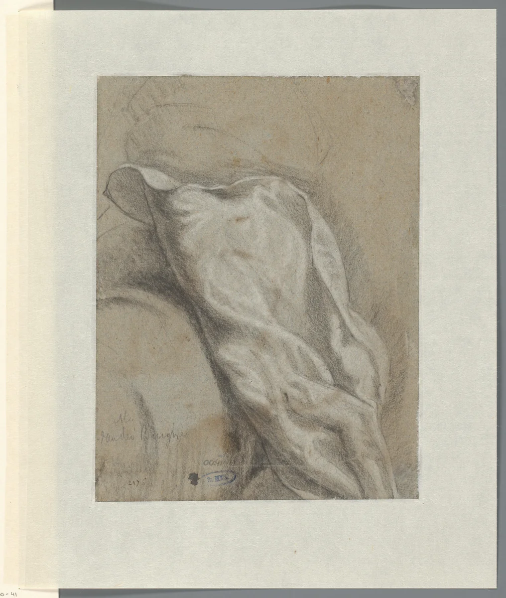 Gewaadstudie by Matthys van den Bergh, drawing, 1678