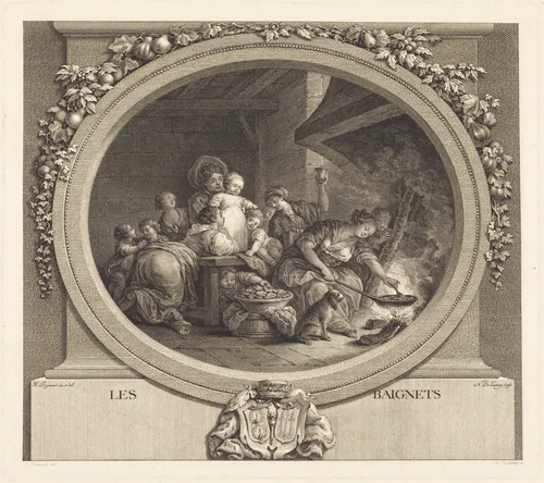 Les Baignets by Nicolas Delaunay; Jean Honoré Fragonard, print, 1782