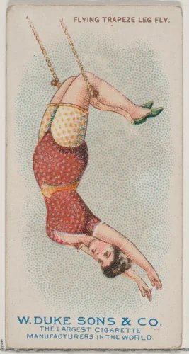 Flying Trapeze Leg Fly, from the Gymnastic Exercises series (N77) for Duke brand cigarettes by W. Duke, Sons & Co., print, 1887